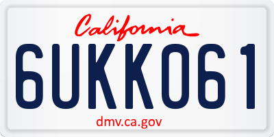 CA license plate 6UKK061
