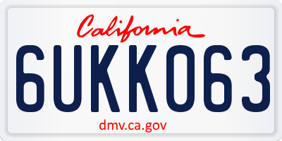CA license plate 6UKK063