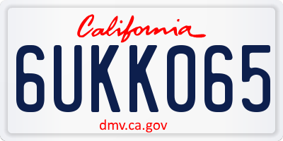 CA license plate 6UKK065