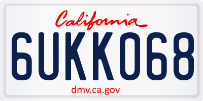 CA license plate 6UKK068