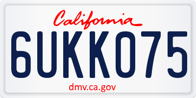 CA license plate 6UKK075