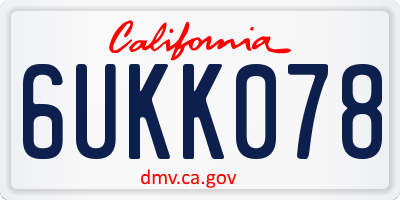 CA license plate 6UKK078