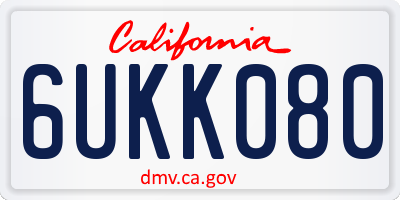 CA license plate 6UKK080