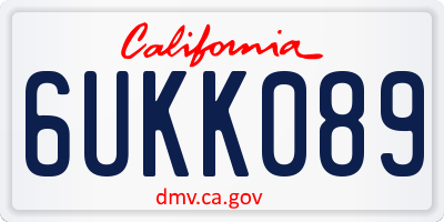 CA license plate 6UKK089
