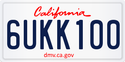 CA license plate 6UKK100