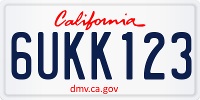 CA license plate 6UKK123