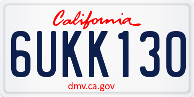 CA license plate 6UKK130