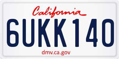 CA license plate 6UKK140