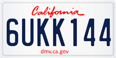 CA license plate 6UKK144