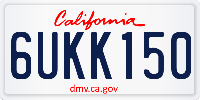 CA license plate 6UKK150