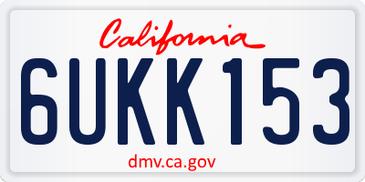 CA license plate 6UKK153