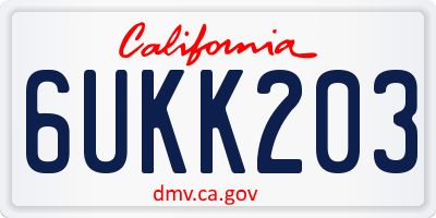 CA license plate 6UKK203