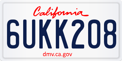 CA license plate 6UKK208