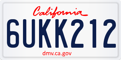 CA license plate 6UKK212