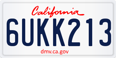 CA license plate 6UKK213