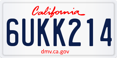 CA license plate 6UKK214