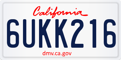 CA license plate 6UKK216