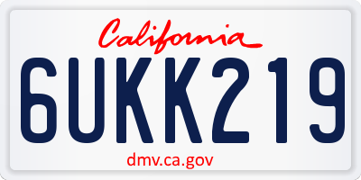 CA license plate 6UKK219