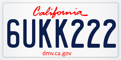 CA license plate 6UKK222