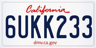 CA license plate 6UKK233