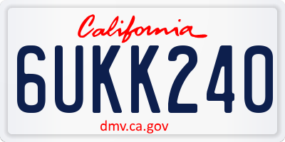CA license plate 6UKK240