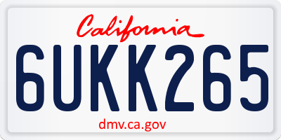CA license plate 6UKK265