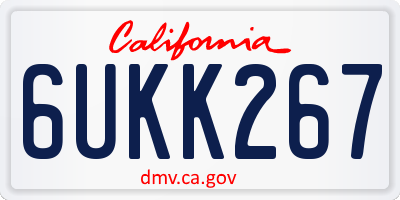 CA license plate 6UKK267
