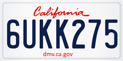 CA license plate 6UKK275