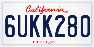 CA license plate 6UKK280