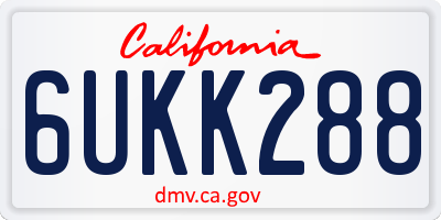 CA license plate 6UKK288