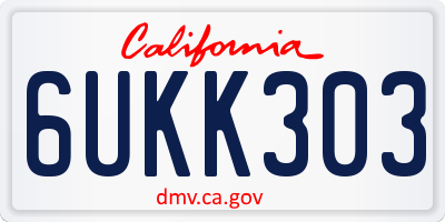 CA license plate 6UKK303