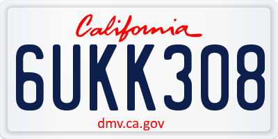 CA license plate 6UKK308