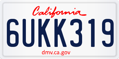 CA license plate 6UKK319