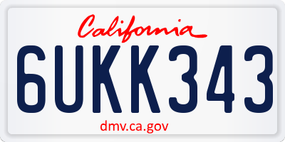 CA license plate 6UKK343