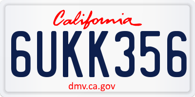 CA license plate 6UKK356