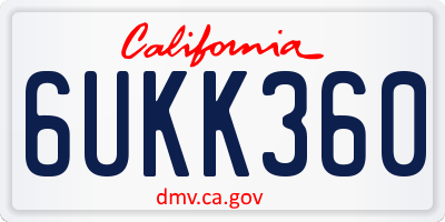 CA license plate 6UKK360
