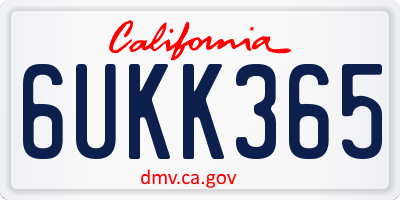CA license plate 6UKK365