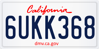 CA license plate 6UKK368