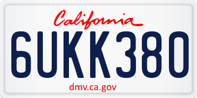 CA license plate 6UKK380