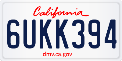 CA license plate 6UKK394