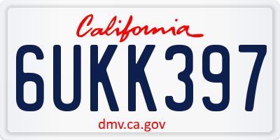 CA license plate 6UKK397
