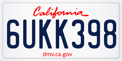 CA license plate 6UKK398