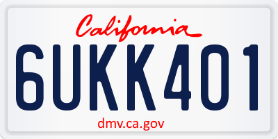 CA license plate 6UKK401