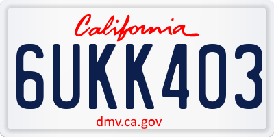 CA license plate 6UKK403