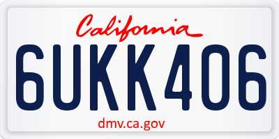 CA license plate 6UKK406