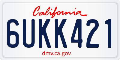 CA license plate 6UKK421
