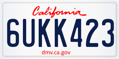 CA license plate 6UKK423