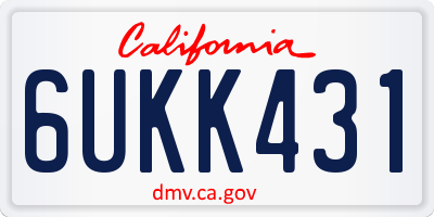 CA license plate 6UKK431