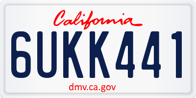 CA license plate 6UKK441
