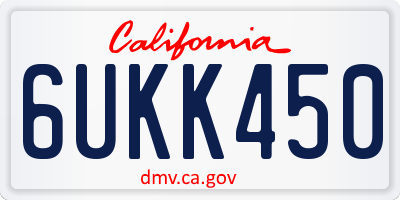 CA license plate 6UKK450